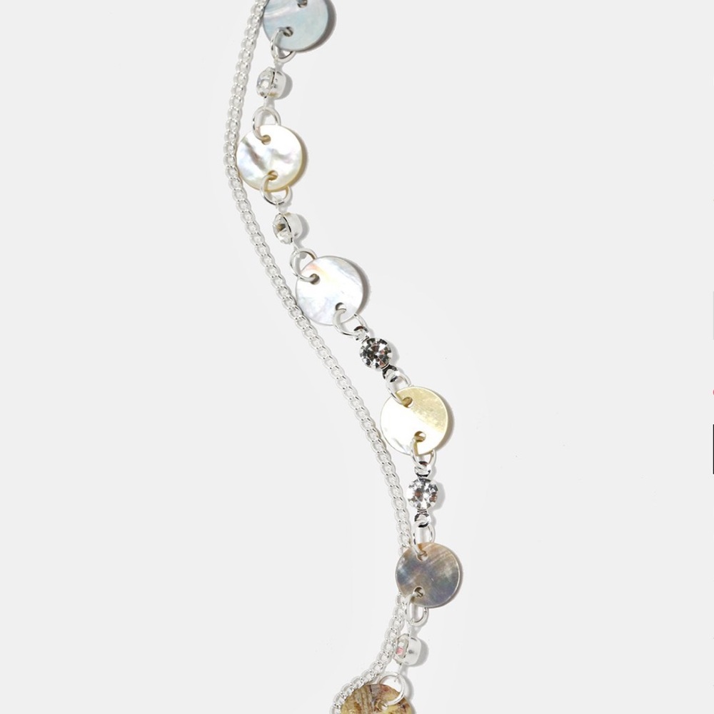 Shell and Crystal Double Chain Anklet - Picture 2 of 3